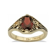 PALMBEACH JEWELRY Oval-Cut Genuine Garnet Vintage-Style Ring 1.40 TCW Yellow Gold-Plated