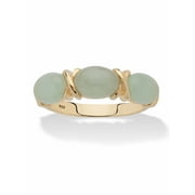 PALMBEACH JEWELRY Oval-Cut Genuine Green Jade "X & O" Ring in 14k Gold-plated Sterling Silver