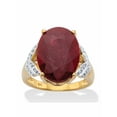 thumbnail image 1 of PalmBeach Jewelry Oval-Cut Genuine Ruby and White Topaz Two-Tone Cocktail Ring 10.21 TCW Gold-Plated Sterling Silver, 1 of 5