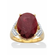 PALMBEACH JEWELRY Oval-Cut Genuine Ruby and White Topaz Two-Tone Cocktail Ring 10.21 TCW Gold-Plated Sterling Silver