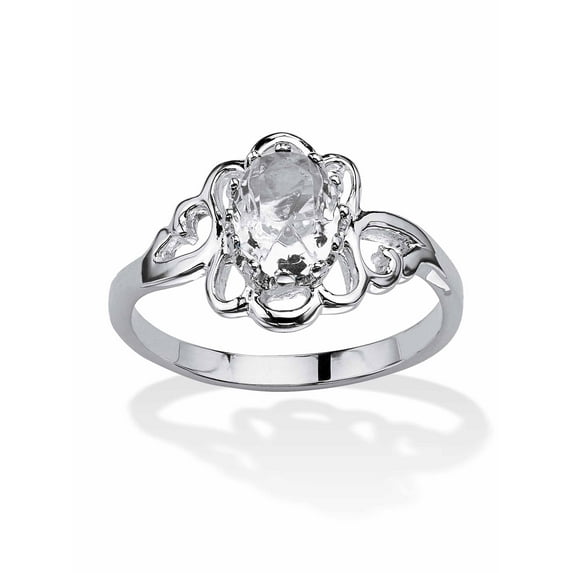 PalmBeach Jewelry Oval-Cut Open Scrollwork Simulated Birthstone Ring in Sterling Silver
