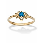 PalmBeach Jewelry Oval-Cut Simulated Birthstone Heart-Shaped Ring in Gold-Plated