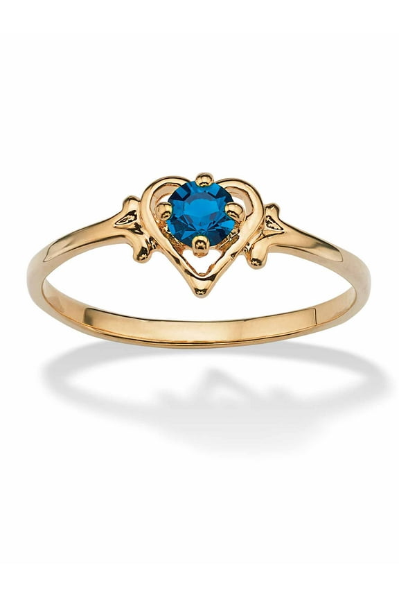 Oval-Cut Simulated Birthstone Heart-Shaped Ring in Gold-Plated