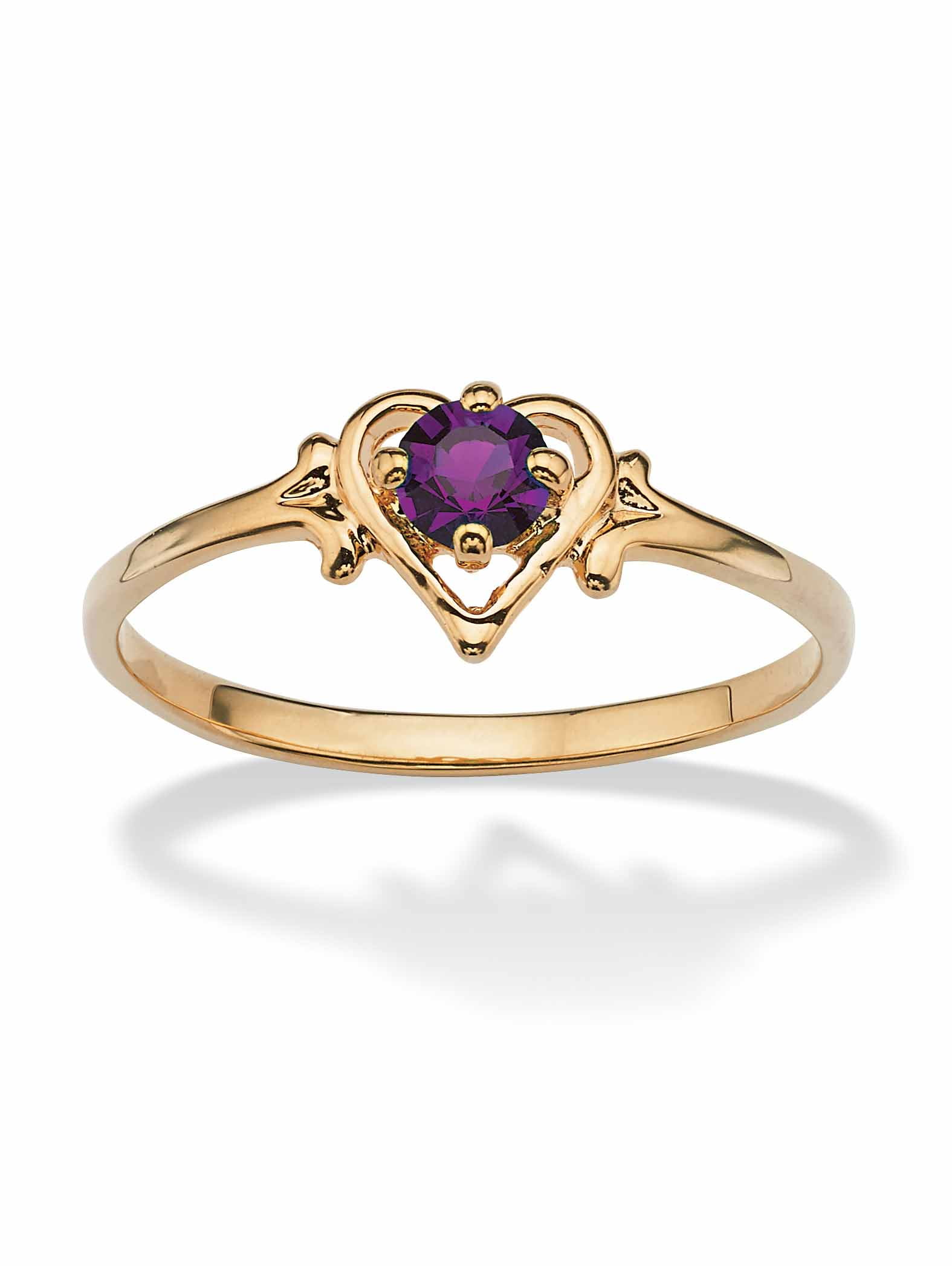 PalmBeach Jewelry Oval-Cut Simulated Birthstone Heart-Shaped Ring in Gold-Plated