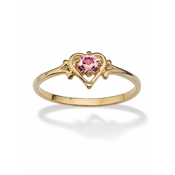 PalmBeach Jewelry Oval-Cut Simulated Birthstone Heart-Shaped Ring in Gold-Plated