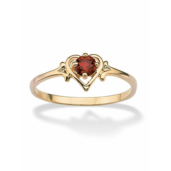PalmBeach Jewelry Oval-Cut Simulated Birthstone Heart-Shaped Ring in Gold-Plated