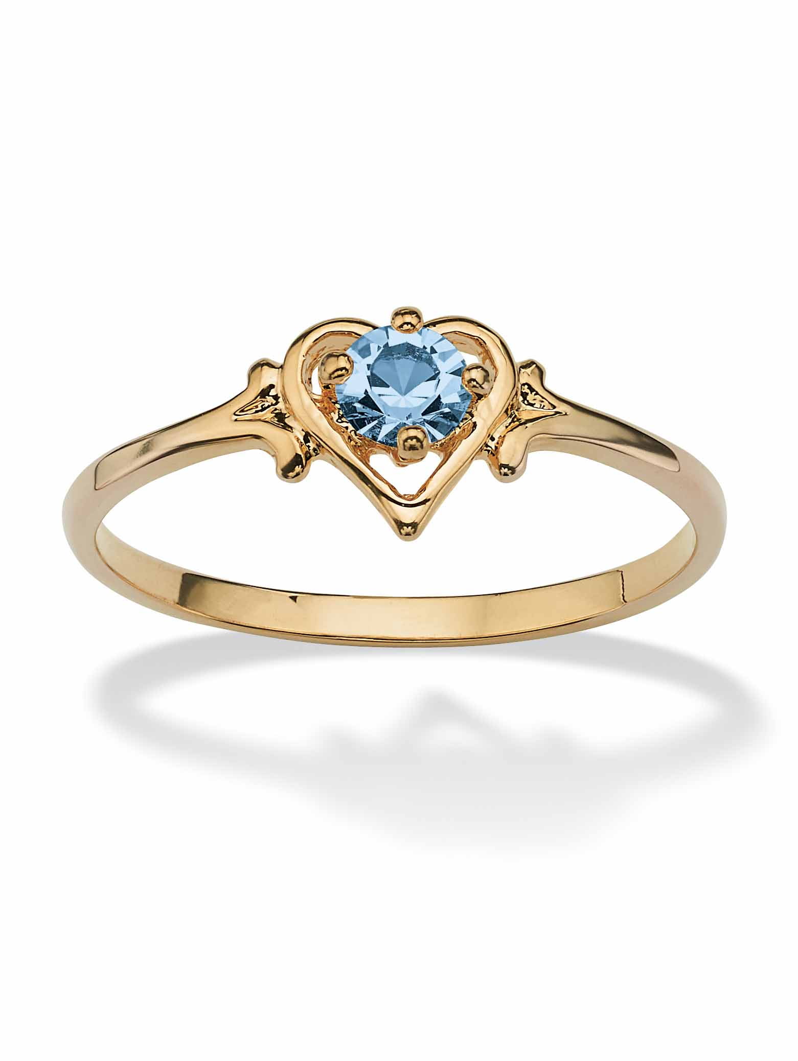 PalmBeach Jewelry Oval-Cut Simulated Birthstone Heart-Shaped Ring in Gold-Plated