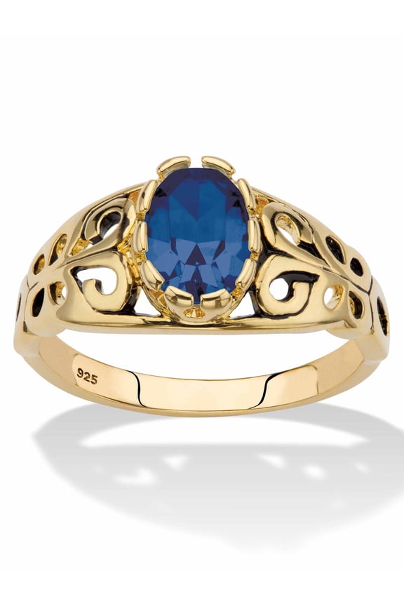 Oval-Cut Simulated Birthstone Ring in Silver or Gold-Plated Sterling Silver