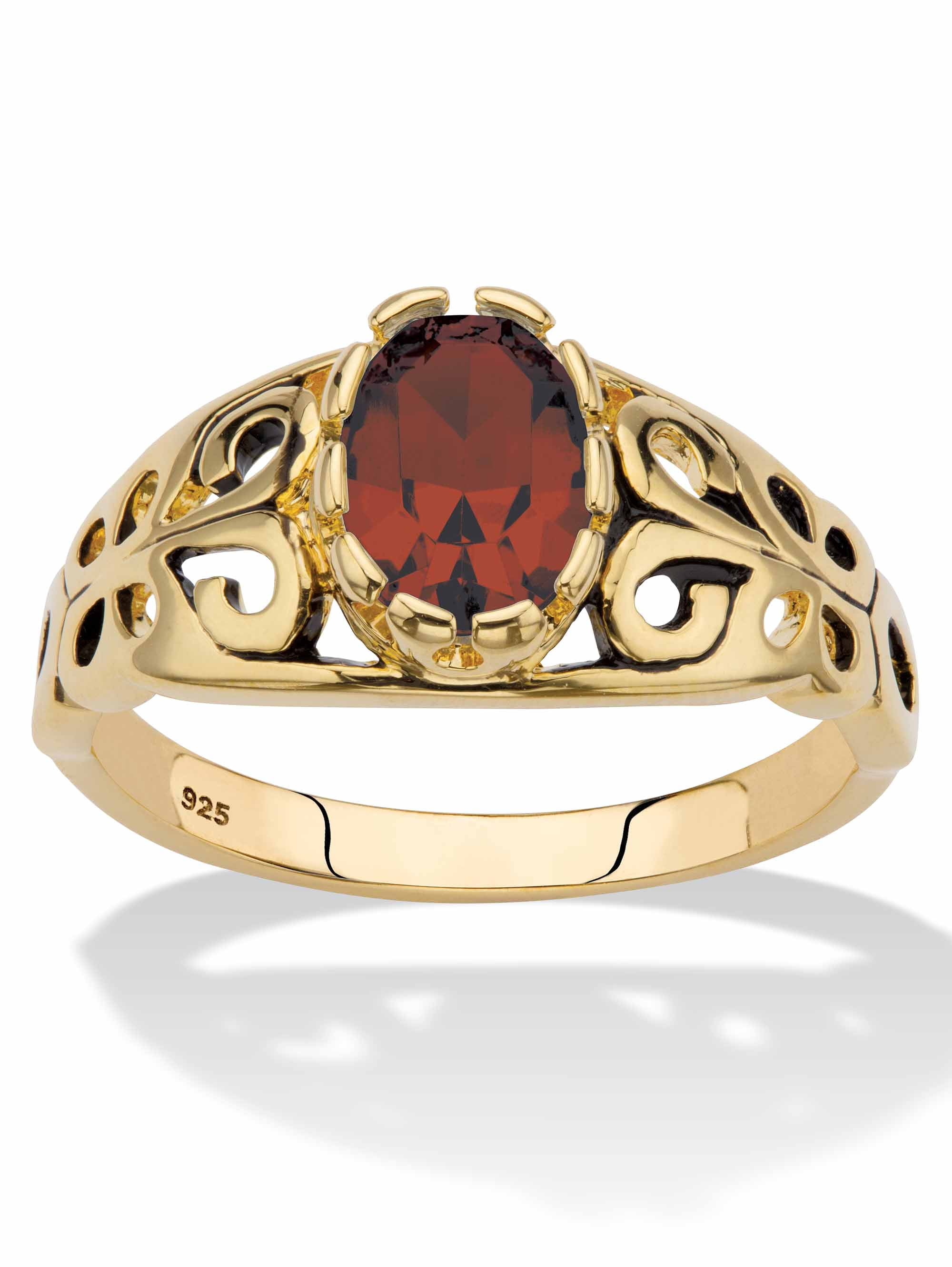 PalmBeach Jewelry Oval-Cut Simulated Birthstone Ring in Silver or Gold-Plated Sterling Silver