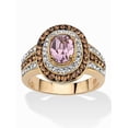 thumbnail image 1 of PalmBeach Jewelry Oval-Cut Violet Crystal Halo Cocktail Ring 18k Gold Plated Sterling Silver, 1 of 5