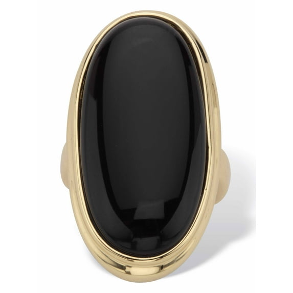 PalmBeach Jewelry Oval-Shaped Genuine Onyx Yellow Gold-Plated or Silvertone