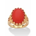 thumbnail image 1 of PalmBeach Jewelry Oval Simulated Coral Yellow Gold-Plated Cabochon Filigree Cocktail Ring, 1 of 5