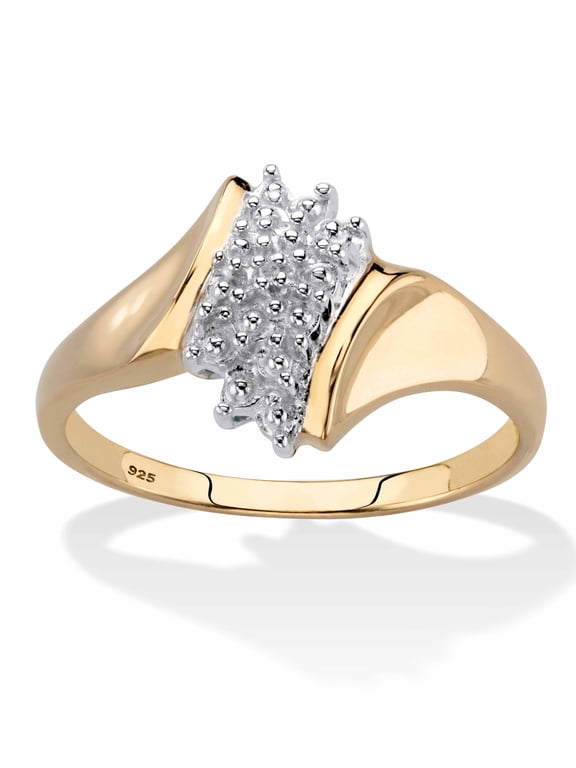 Pave Diamond Accent Cluster Ring in 18k Gold-Plated or Platinum-Plated Sterling Silver