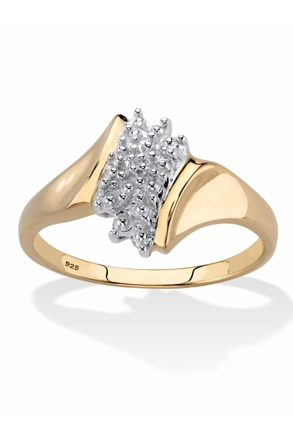 Pave Diamond Accent Cluster Ring in 18k Gold-Plated or Platinum-Plated Sterling Silver