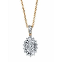 PalmBeach Jewelry Pave Diamond Accent Two-Tone Cluster Pendant Necklace 18k Gold-Plated 18"-20"
