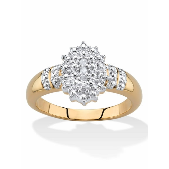 PalmBeach Jewelry Pave Diamond Accent Two-Tone Cluster Ring 18k Gold-Plated