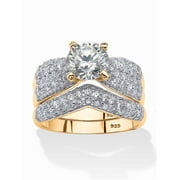 PalmBeach Jewelry Pave Round Cubic Zirconia Bridal Set 3