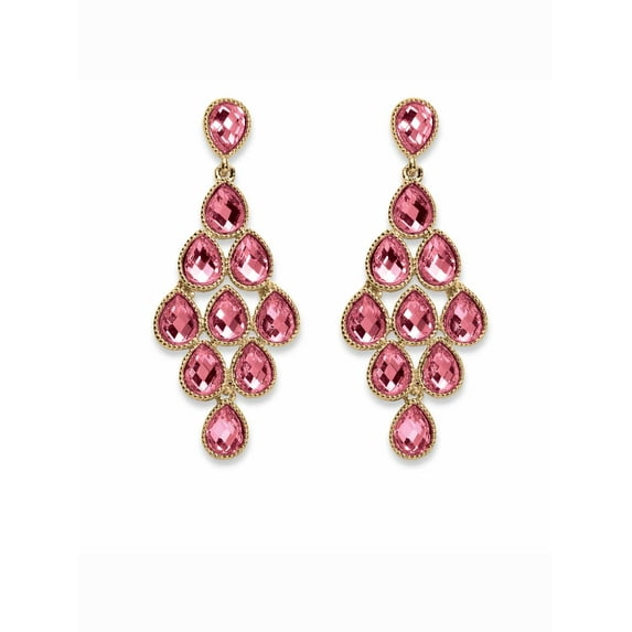 PalmBeach Jewelry Pear-Cut Simulated Birthstone Chandelier Earrings in Yellow Goldtone