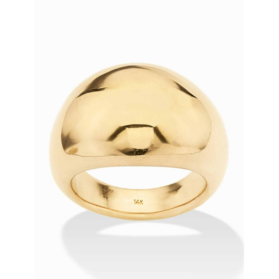 PalmBeach Jewelry Polished 14k Yellow Ultra-Lightweight Gold Nano Diamond Resin Filled Dome Ring