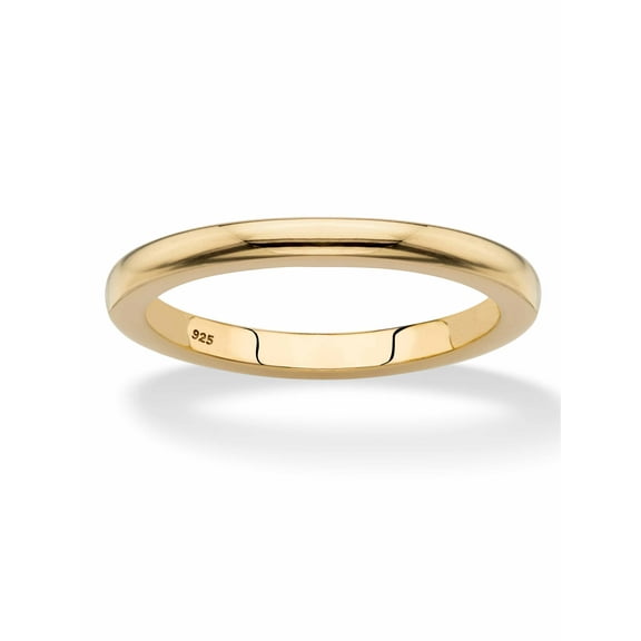 PalmBeach Jewelry Polished Wedding Ring Band in 18k Yellow Gold-plated Sterling Silver 2mm