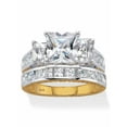 thumbnail image 1 of PalmBeach Jewelry Princess Cut Cubic Zirconia 2 Piece Bridal Ring Set 5.01 TCW 18k Two-Tone Gold-Plated or Platinum-Plated Sterling Silver, 1 of 5