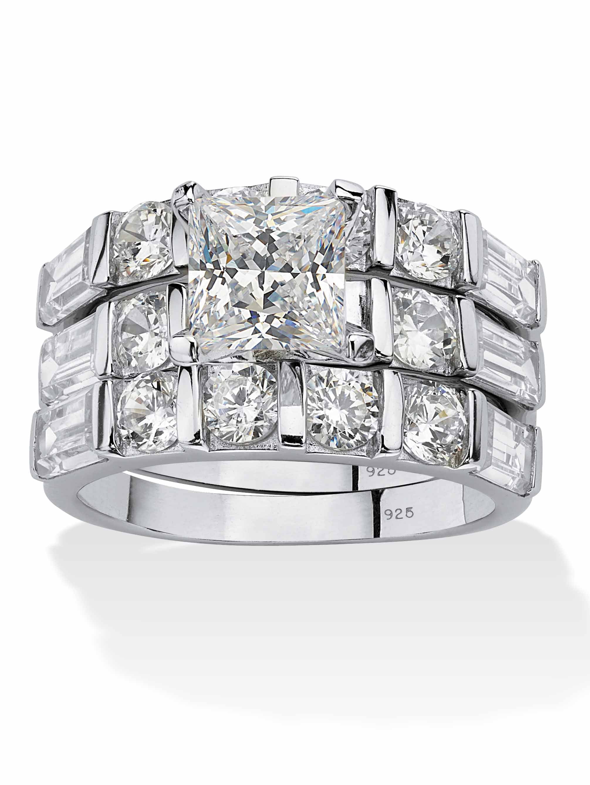 Palmbeach Jewelry Princess Cut Cubic Zirconia Piece Bridal Engagement