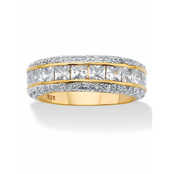 PalmBeach Jewelry Princess-Cut Cubic Zirconia Eternity Band 4.17 TCW in Platinum-Plated or Yellow Gold-Plated Sterling Silver