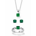thumbnail image 1 of PalmBeach Jewelry Princess-Cut Simulated Birthstone 3-Piece Pendant Necklace, Stud Earrings and Ring Set in Sterling Silver 18", 1 of 6