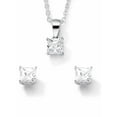 thumbnail image 1 of PalmBeach Jewelry Princess-Cut Simulated Birthstone Jewelry Set in .925 Sterling Silver, 1 of 5
