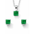 thumbnail image 1 of PalmBeach Jewelry Princess-Cut Simulated Birthstone Jewelry Set in .925 Sterling Silver, 1 of 5