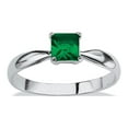 thumbnail image 1 of PalmBeach Jewelry Princess-Cut Simulated Birthstone Solitaire Stack Ring in Sterling Silver, 1 of 3