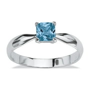 PALMBEACH JEWELRY Princess-Cut Simulated Birthstone Solitaire Stack Ring in Sterling Silver