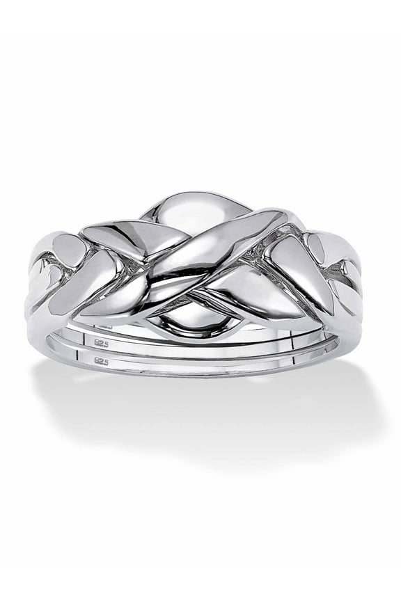 Puzzle Ring in Gold-Plated or Platinum-Plated Sterling Silver