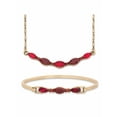 thumbnail image 1 of PalmBeach Jewelry Red Marquise-Cut Crystal 2-Piece Barrel-Link Necklace 17"-19" and Bangle Bracelet 7" Set in Goldtone, 1 of 6