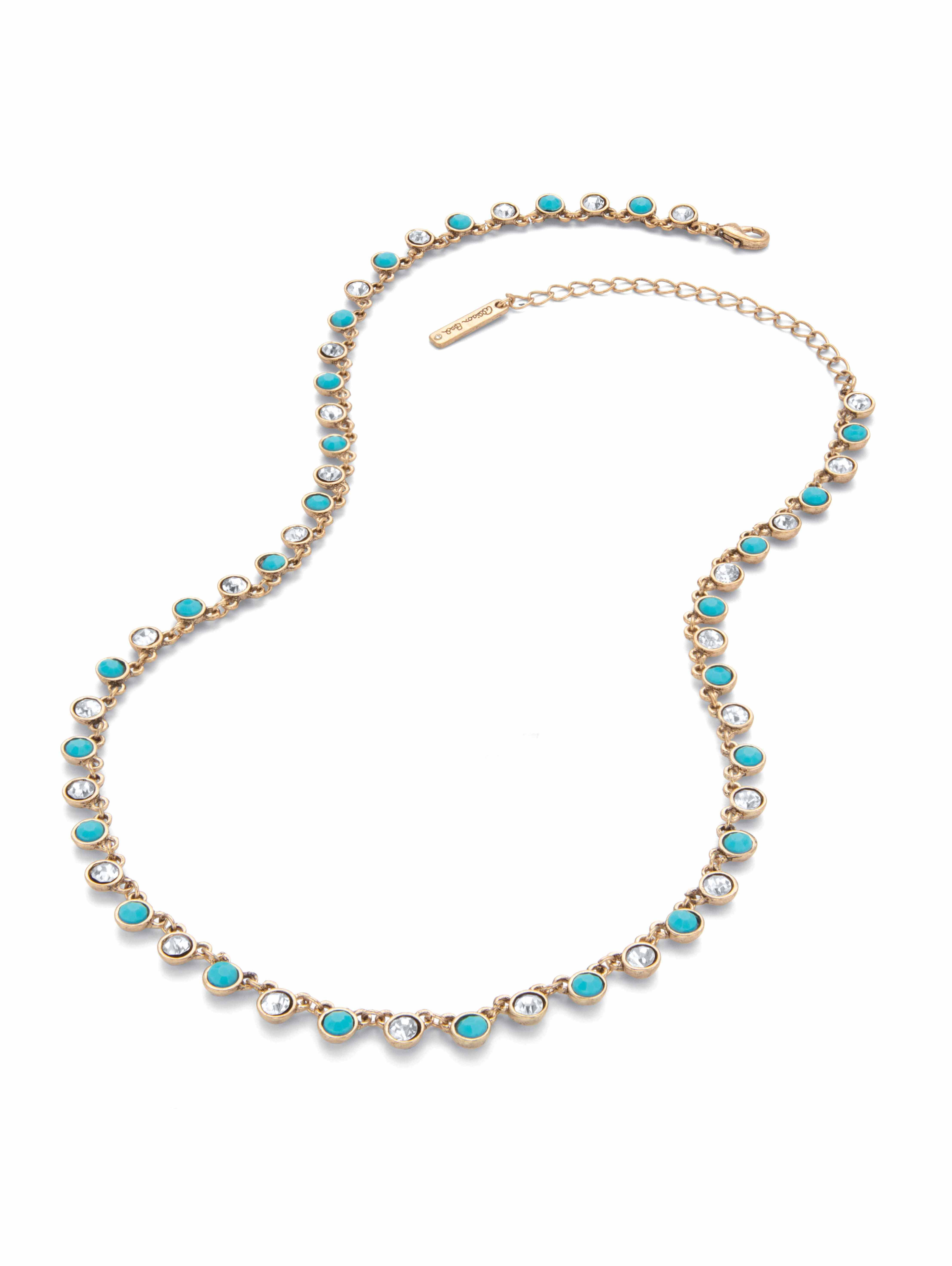 PalmBeach Jewelry Round Bezel-Set Crystal and Simulated Turquoise