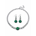 thumbnail image 1 of PalmBeach Jewelry Round Checkerboard-Cut Simulated Birthstone Necklace and Drop Earrings Set in Silvertone Adjustable 17"-20", 1 of 3