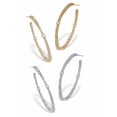 thumbnail image 1 of PalmBeach Jewelry Round Crystal Goldtone and Silvertone Hoop Earrings Set, 46mm, 1 of 5