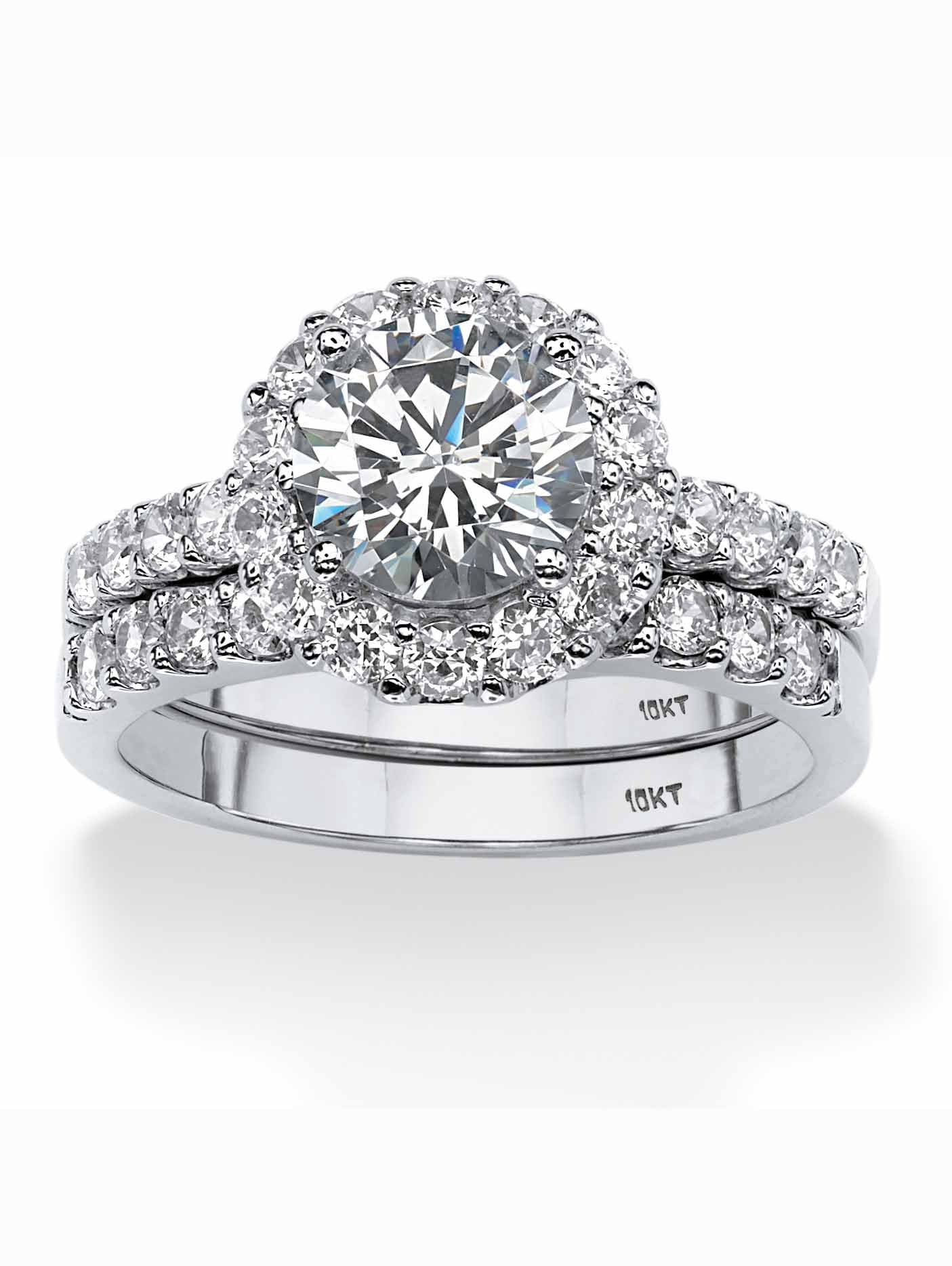 PalmBeach Jewelry Round Cubic Zirconia 2-Piece Halo Bridal Ring Set 2. PalmBeach Jewelry Round Cubic Zirconia 2-Piece Halo Bridal Ring Set 2.