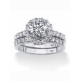 thumbnail image 1 of PalmBeach Jewelry Round Cubic Zirconia 2-Piece Halo Bridal Ring Set 2.72 TCW in Solid 10k White Gold, 1 of 5