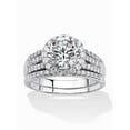 thumbnail image 1 of PalmBeach Jewelry Round Cubic Zirconia 2-Piece Halo Bridal Set 2.55 TCW in Solid 10k White Gold, 1 of 5