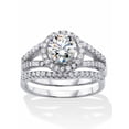 thumbnail image 1 of PalmBeach Jewelry Round Cubic Zirconia 2-Piece Halo Wedding Ring Set 1.52 TCW Gold-Plated or Silvertone, 1 of 5