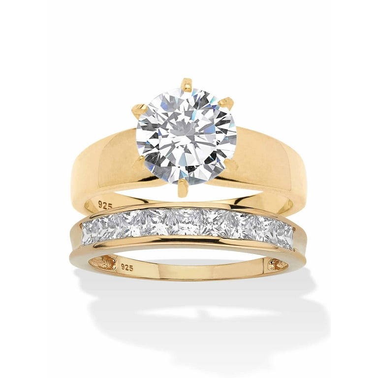 Sterling Silver CZ Round Two Piece Channel Set Wedding Rings Set Sterling Silver CZ Round Two Piece Channel Set Wedding Rings Set