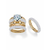 PalmBeach Jewelry Round Cubic Zirconia 2-Piece Wedding Ring Set 8.26 TCW 18k Gold-Plated with FREE BONUS Ring
