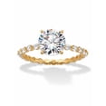 thumbnail image 1 of PalmBeach Jewelry Round Cubic Zirconia Banded Engagement Ring 2.63 TCW in Platinum-Plated or Yellow Gold-Plated Sterling Silver, 1 of 5