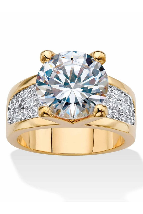 Round Cubic Zirconia Bridge Engagement Ring 6.96 TCW in Platinum-Plated or Gold-Plated