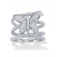 thumbnail image 1 of PalmBeach Jewelry Round Cubic Zirconia Butterfly Wrap Ring 1.95 TCW Silvertone, 1 of 5