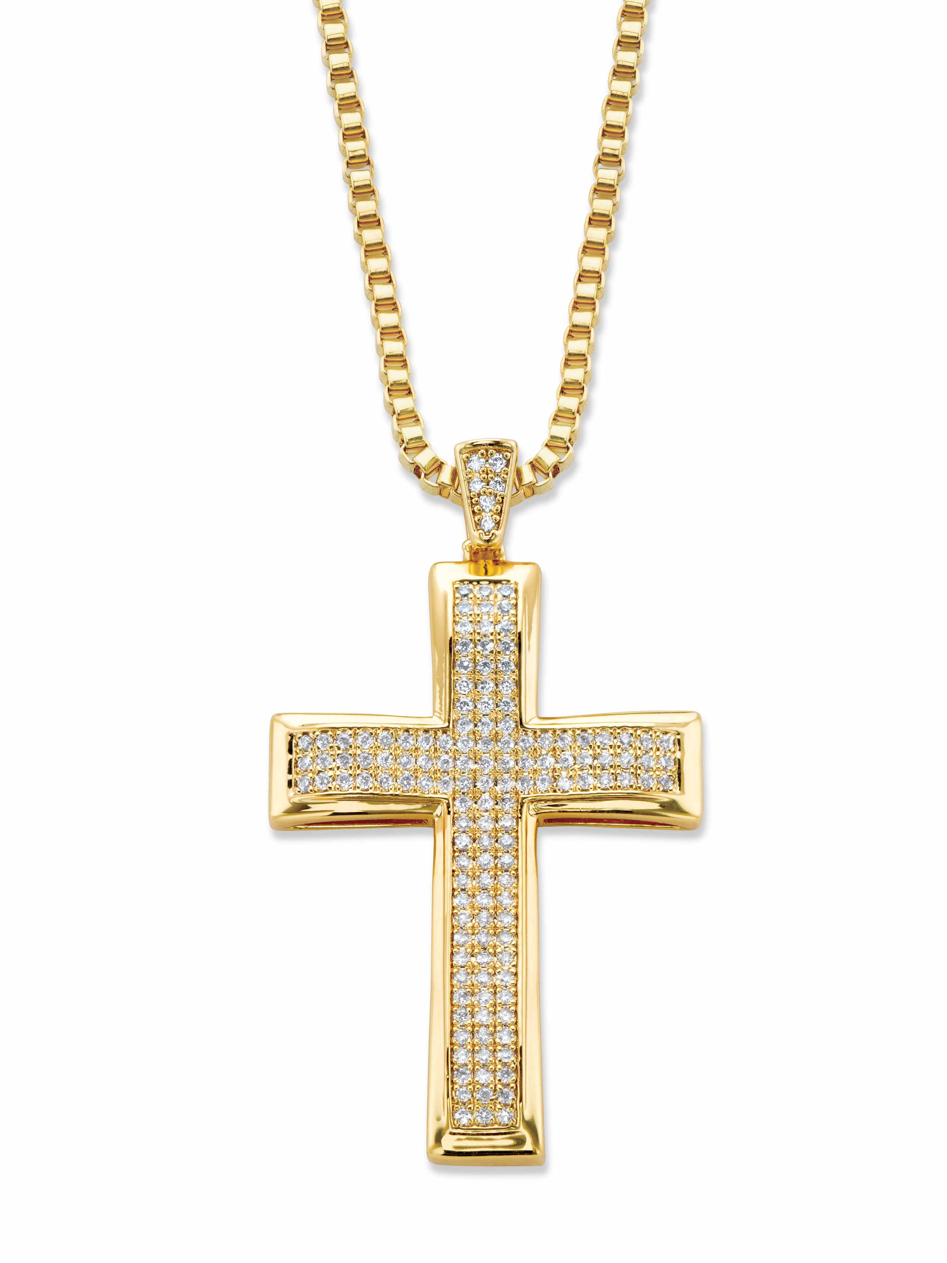 Crystal Zircon Cross Pendant Necklace Jewelry –