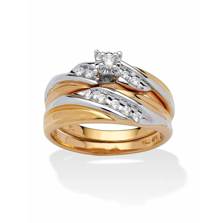 PalmBeach Jewelry Round Cubic Zirconia Diagonal 2-Piece Wedding