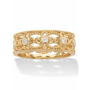 PALMBEACH JEWELRY Round Cubic Zirconia Filigree Eternity Ring .25 TCW in 18k Yellow or Rose Plated or Sterling Silver
