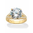 thumbnail image 1 of PalmBeach Jewelry Round Cubic Zirconia Milgrain Split Shank Engagement Ring 6.30 TCW Platinum-Plated or 18k Gold-Plated Sterling Silver, 1 of 5